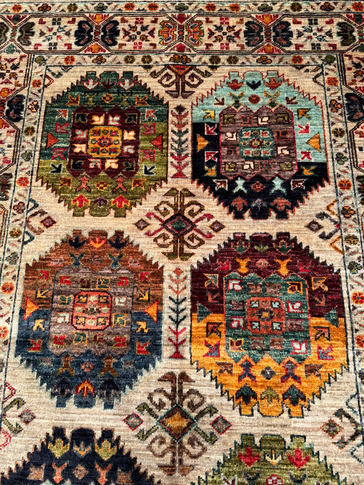 Veziri Orijinal El Dokuması Bej Kök Boya Yün Halı 102x156 1.59 Metrekare - 3x5 ft