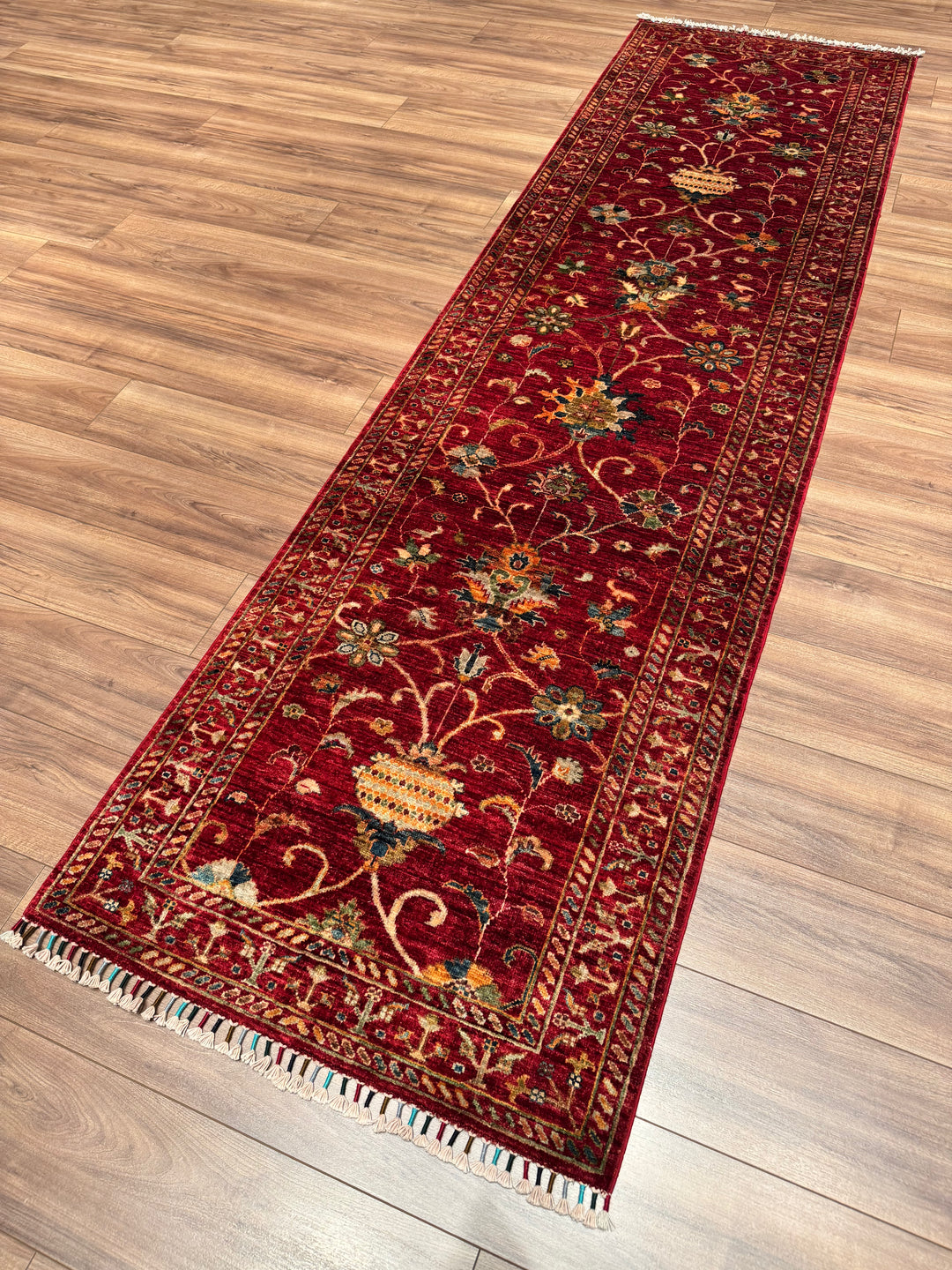 Sultani Binbirgece Yolluk Orijinal El Dokuması Kırmızı Kök Boya Yün Halı 0.85x307 2.61 Metrekare - 3x10 ft