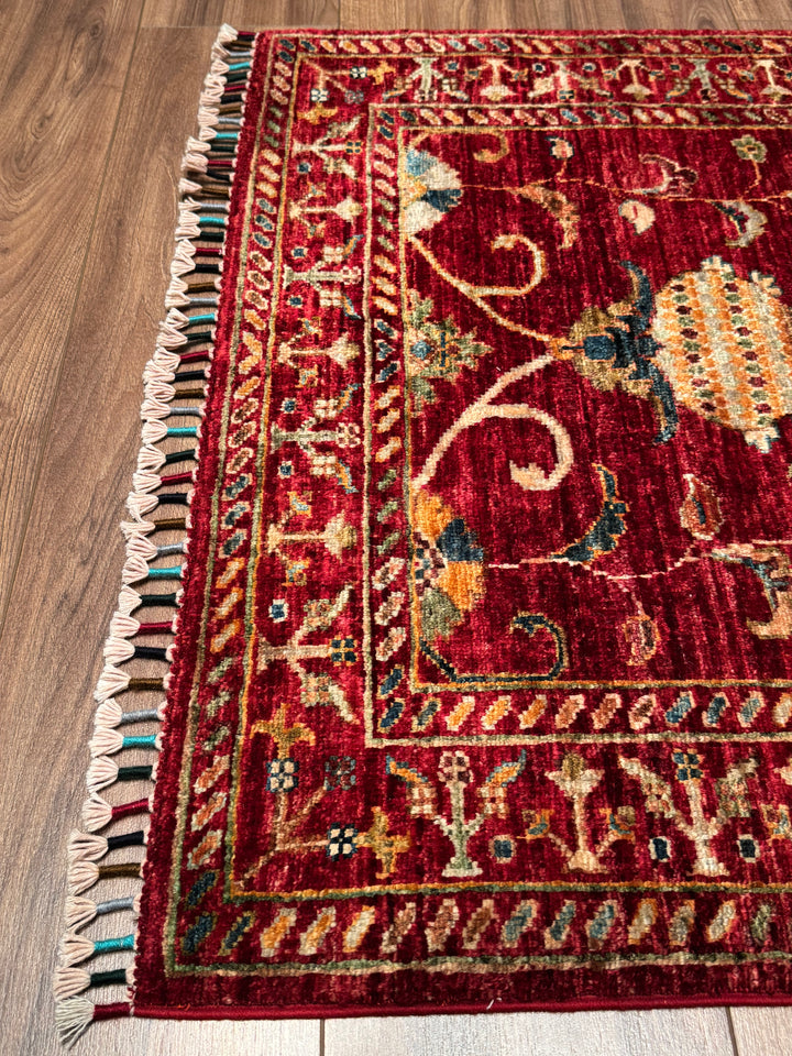 Sultani Binbirgece Yolluk Orijinal El Dokuması Kırmızı Kök Boya Yün Halı 0.85x307 2.61 Metrekare - 3x10 ft