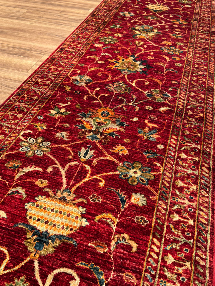 Sultani Binbirgece Yolluk Orijinal El Dokuması Kırmızı Kök Boya Yün Halı 0.85x307 2.61 Metrekare - 3x10 ft