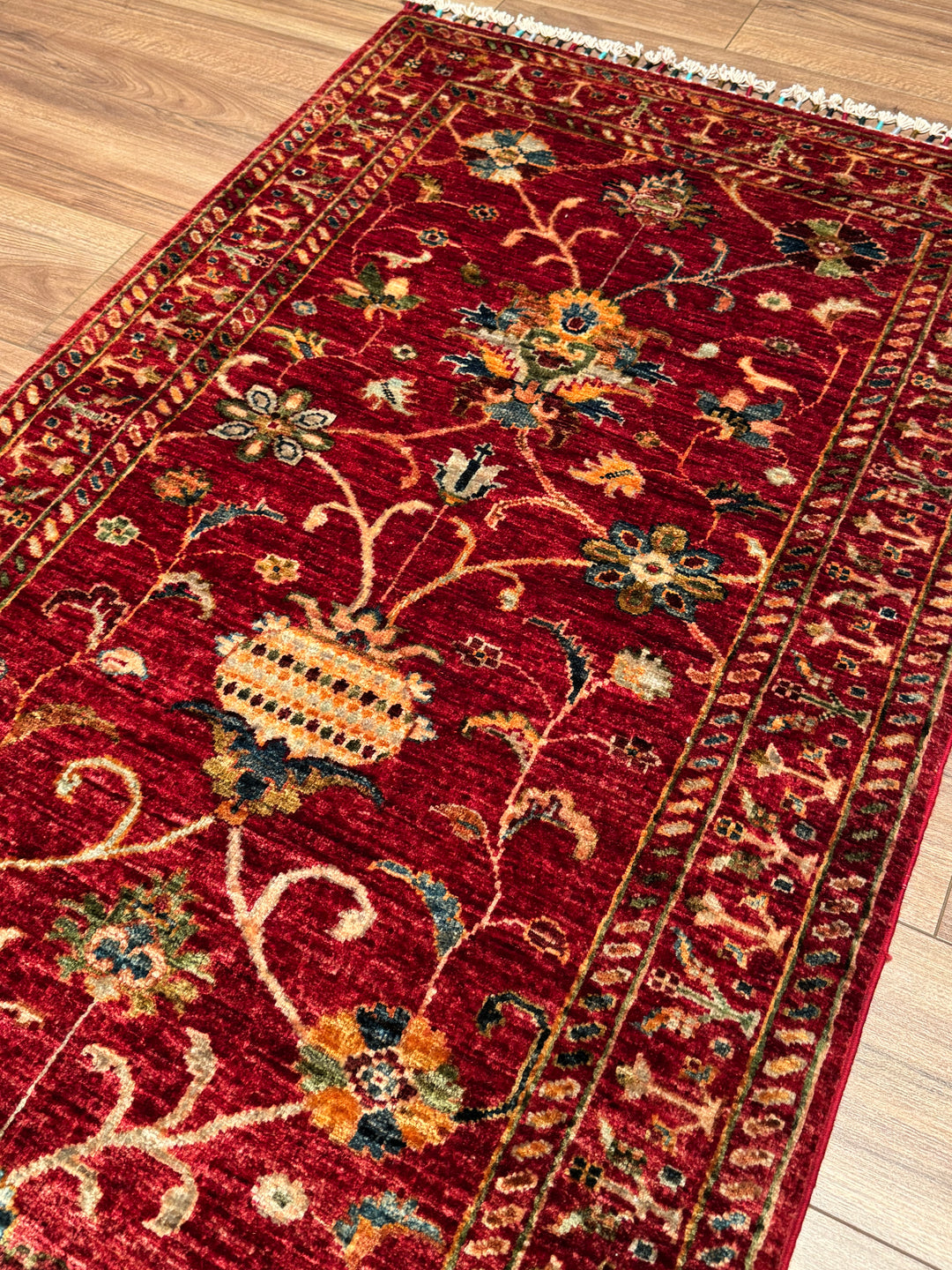 Sultani Binbirgece Yolluk Orijinal El Dokuması Kırmızı Kök Boya Yün Halı 0.85x307 2.61 Metrekare - 3x10 ft