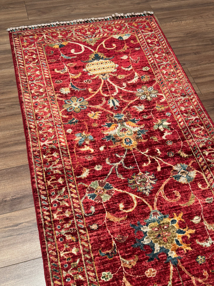 Sultani Binbirgece Yolluk Orijinal El Dokuması Kırmızı Kök Boya Yün Halı 0.85x307 2.61 Metrekare - 3x10 ft