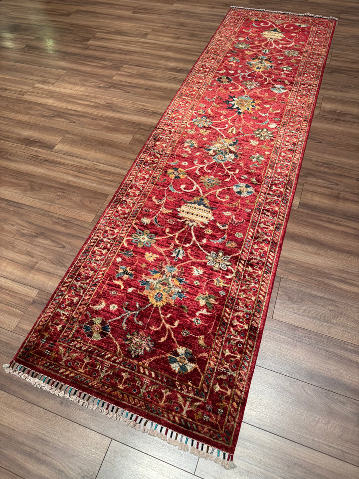 Sultani Binbirgece Yolluk Orijinal El Dokuması Kırmızı Kök Boya Yün Halı 0.85x307 2.61 Metrekare - 3x10 ft