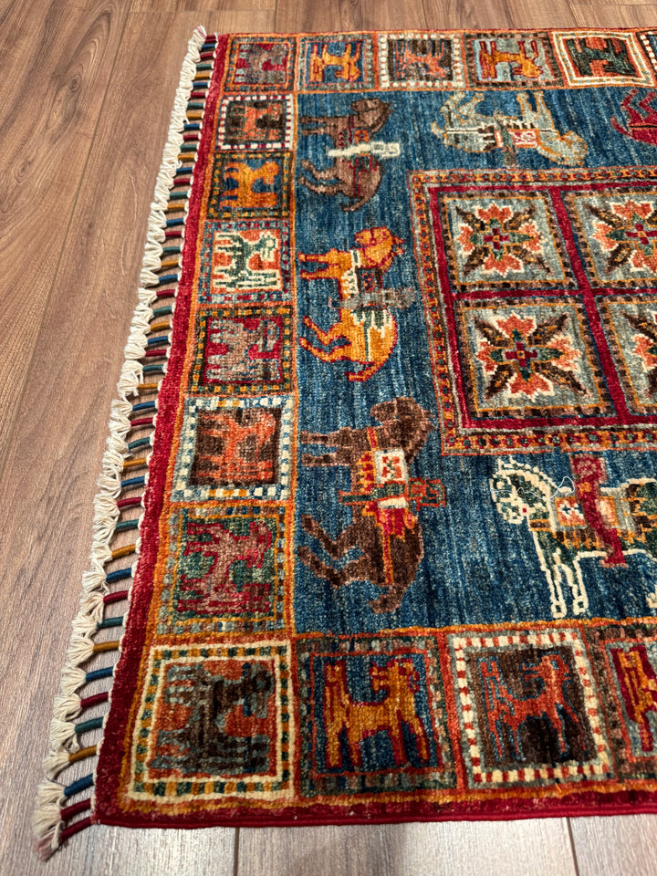 Pazırık Original Hand-Woven Multi Vegetable Dyed Wool Carpet 0.83x129 1.07 Square Meters - 3x4