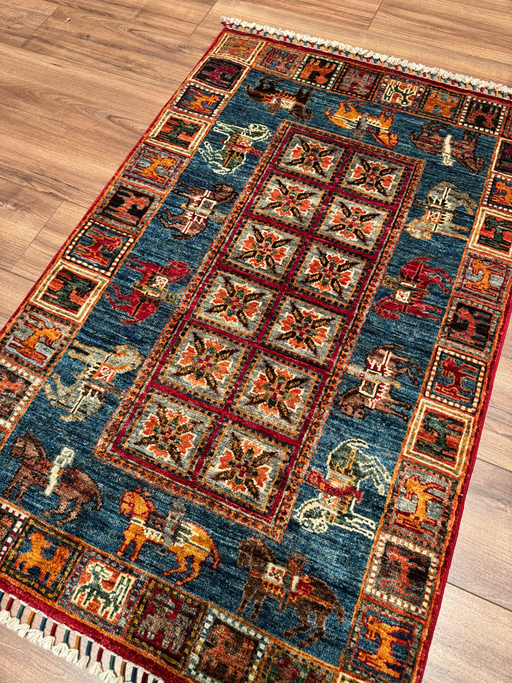 Pazırık Original Hand-Woven Multi Vegetable Dyed Wool Carpet 0.83x129 1.07 Square Meters - 3x4