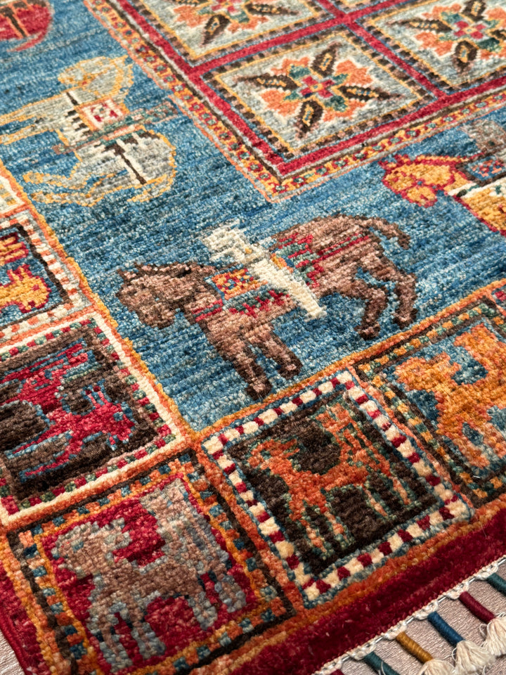 Pazırık Original Hand-Woven Multi Vegetable Dyed Wool Carpet 0.83x129 1.07 Square Meters - 3x4