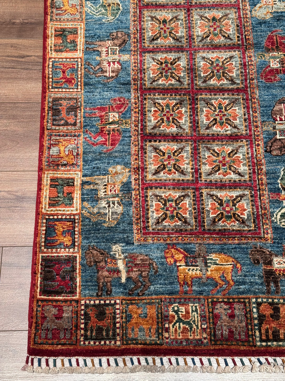 Pazırık Original Hand-Woven Multi Vegetable Dyed Wool Carpet 0.83x129 1.07 Square Meters - 3x4