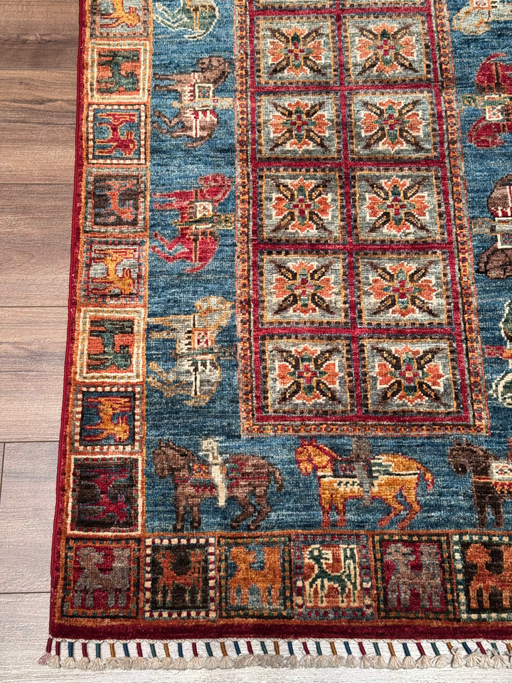 Pazırık Original Hand-Woven Multi Vegetable Dyed Wool Carpet 0.83x129 1.07 Square Meters - 3x4