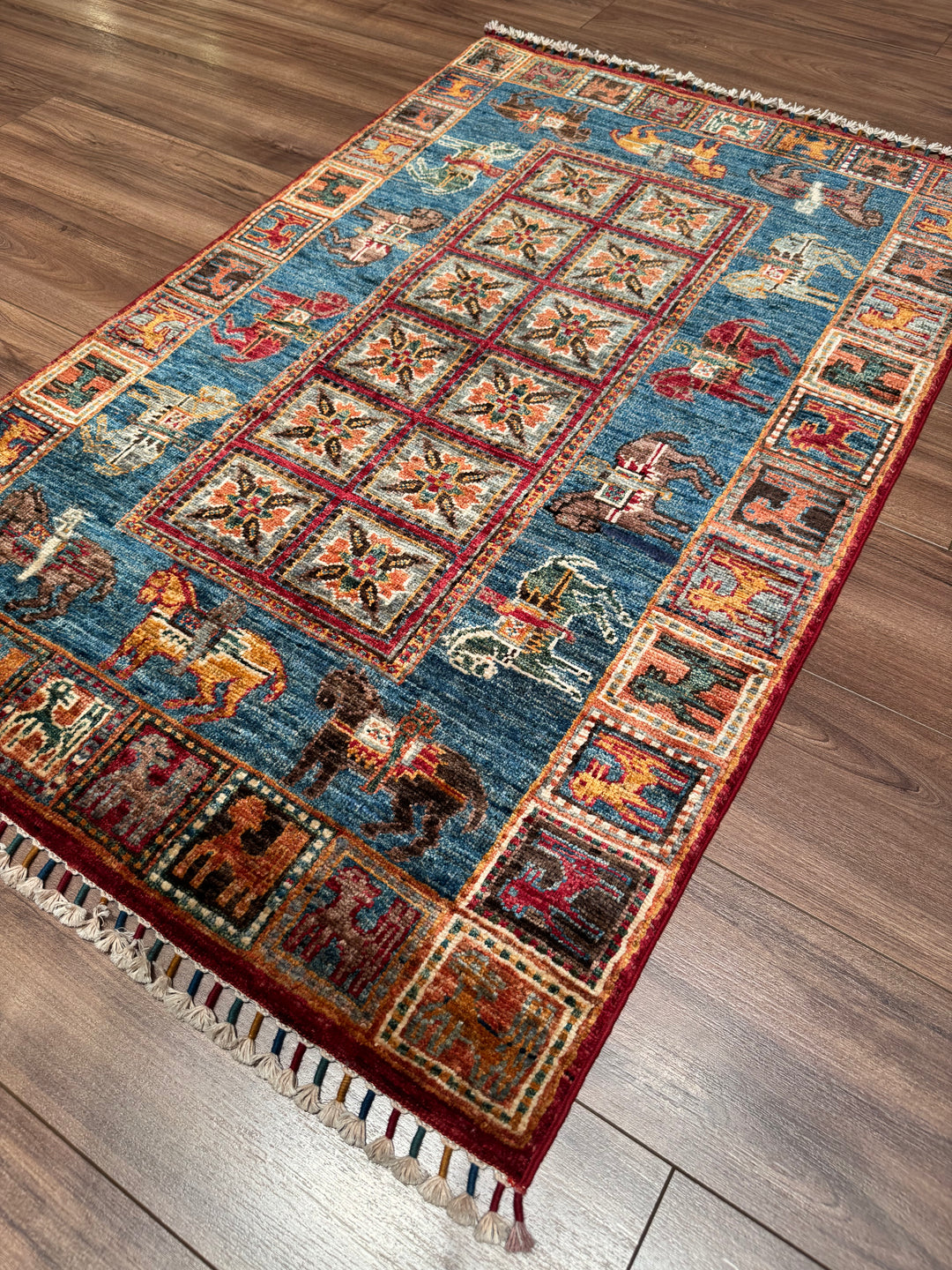 Pazırık Original Hand-Woven Multi Vegetable Dyed Wool Carpet 0.83x129 1.07 Square Meters - 3x4