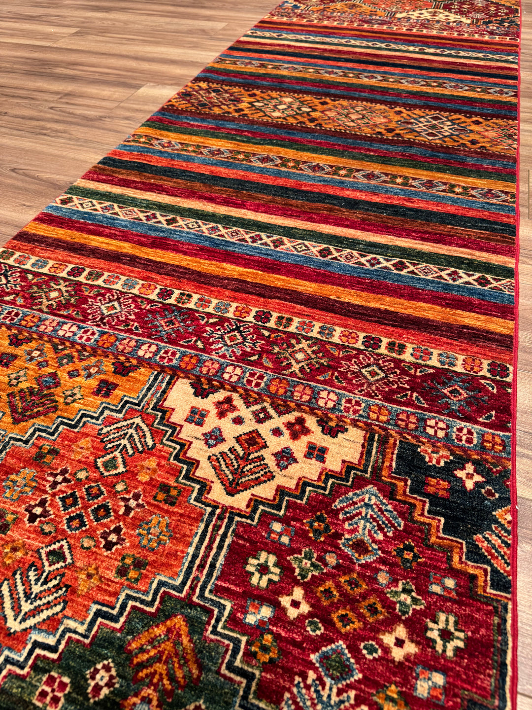 Khorjin Orijinal El Dokuması Yolluk Multi Kök Boya Yün Halı 0.83x295 2.45 Metrekare - 3x10 ft