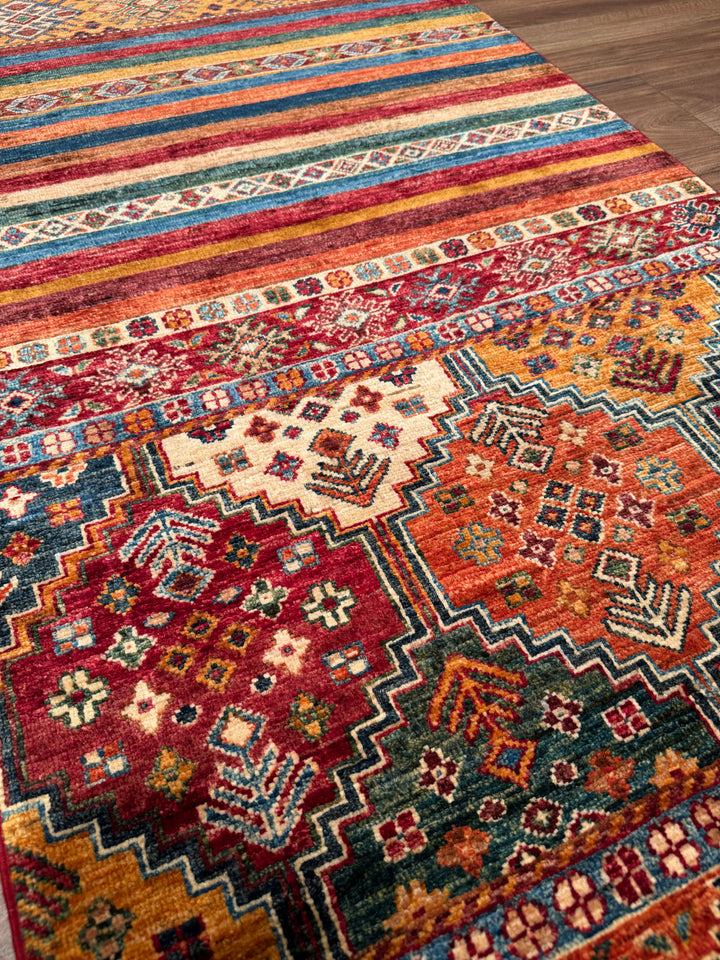 Khorjin Orijinal El Dokuması Yolluk Multi Kök Boya Yün Halı 0.83x295 2.45 Metrekare - 3x10 ft