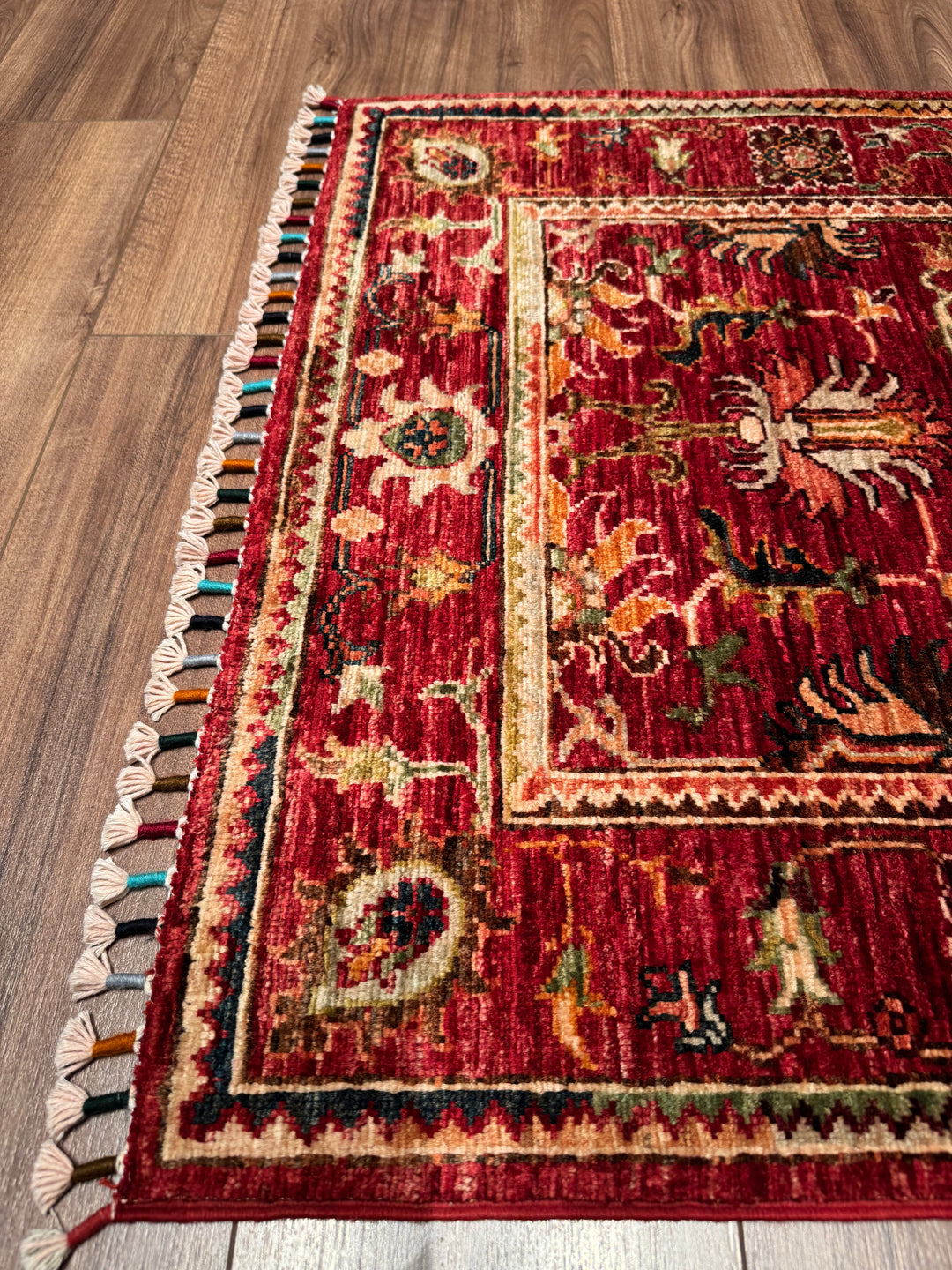 Sultani Binbirgece Yolluk Orijinal El Dokuması Kırmızı Kök Boya Yün Halı 0.82x257 2.11 Metrekare - 3x8 ft