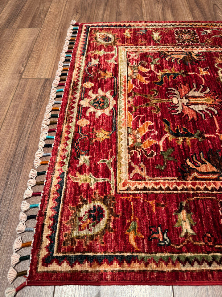 Sultani Binbirgece Yolluk Orijinal El Dokuması Kırmızı Kök Boya Yün Halı 0.82x257 2.11 Metrekare - 3x8 ft