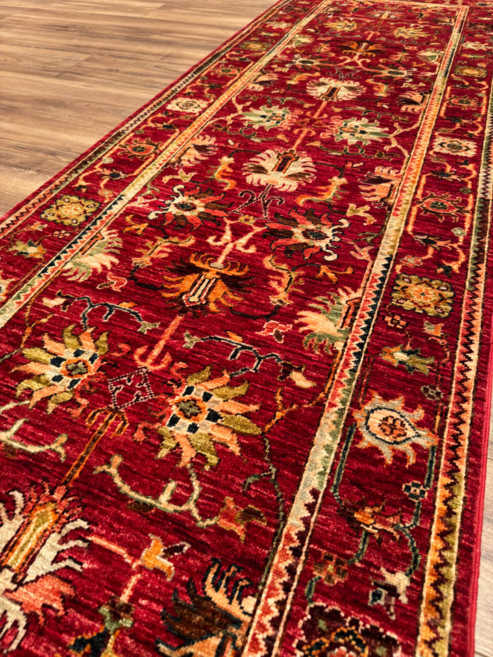 Sultani Binbirgece Yolluk Orijinal El Dokuması Kırmızı Kök Boya Yün Halı 0.82x257 2.11 Metrekare - 3x8 ft