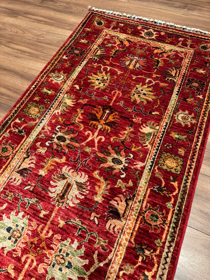 Sultani Binbirgece Yolluk Orijinal El Dokuması Kırmızı Kök Boya Yün Halı 0.82x257 2.11 Metrekare - 3x8 ft