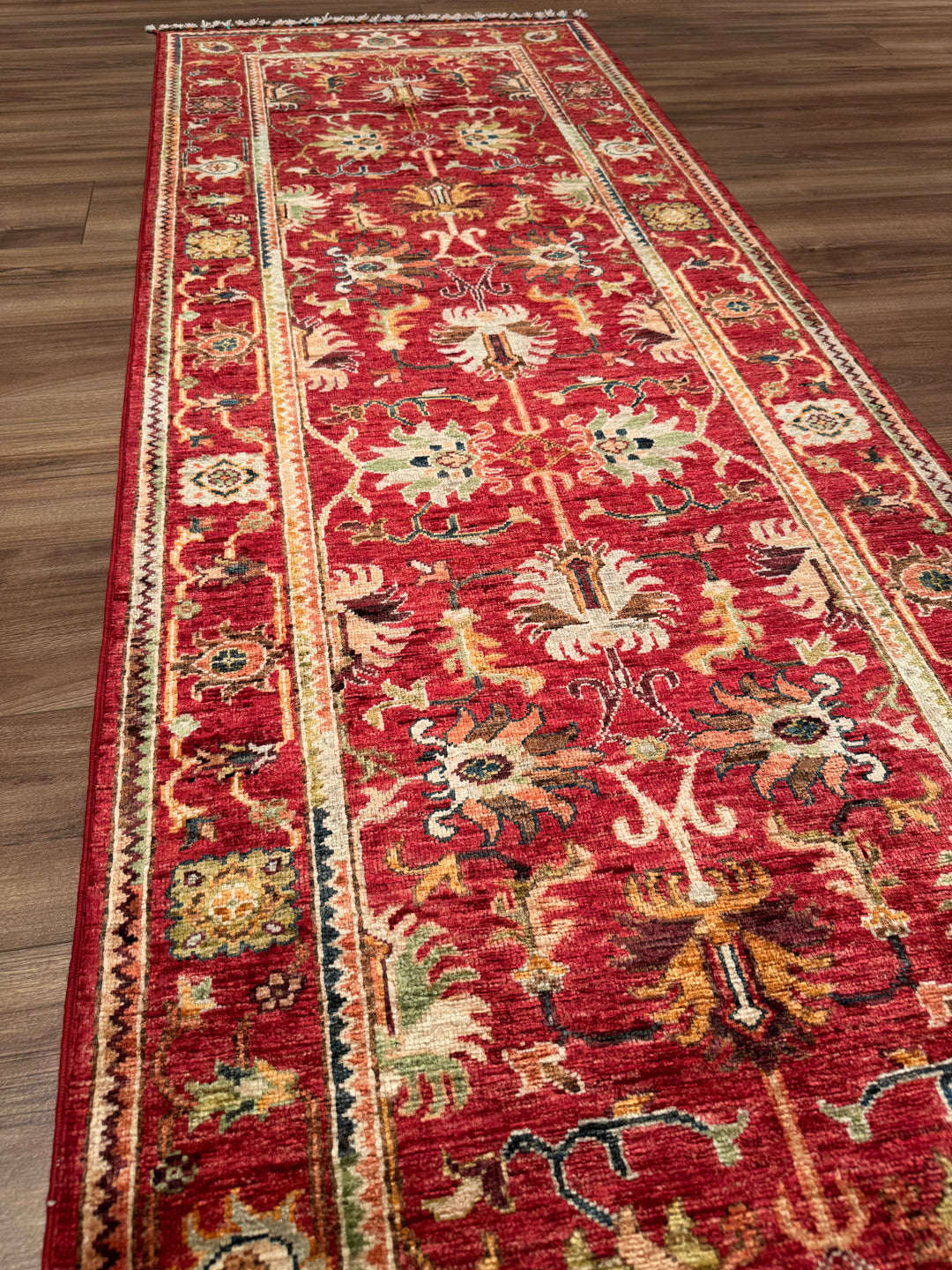 Sultani Binbirgece Yolluk Orijinal El Dokuması Kırmızı Kök Boya Yün Halı 0.82x257 2.11 Metrekare - 3x8 ft