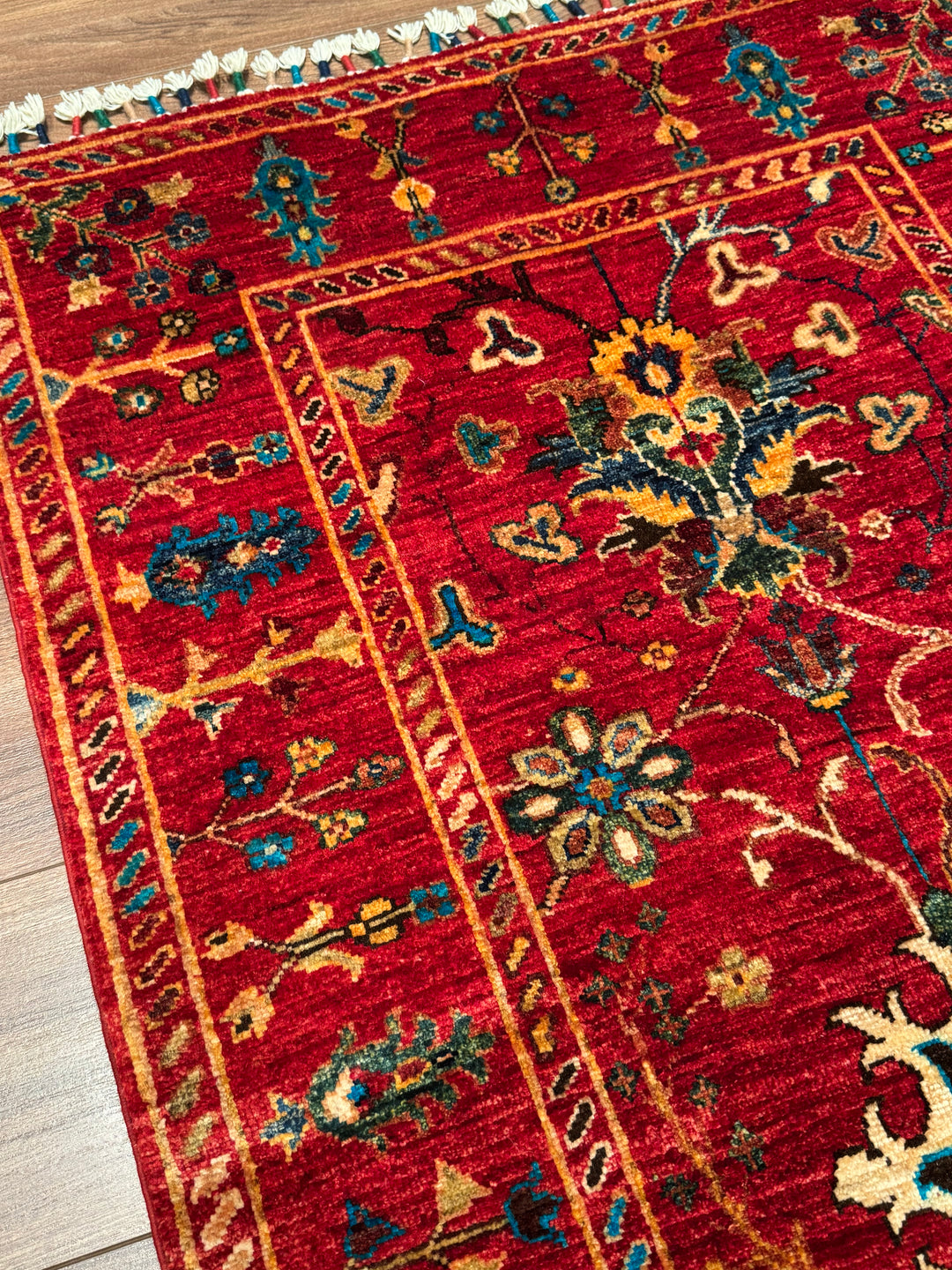 Sultani Binbirgece Orijinal El Dokuması Kırmızı Kök Boya Yün Halı 0.85x125 1.06 Metrekare - 3x4 ft