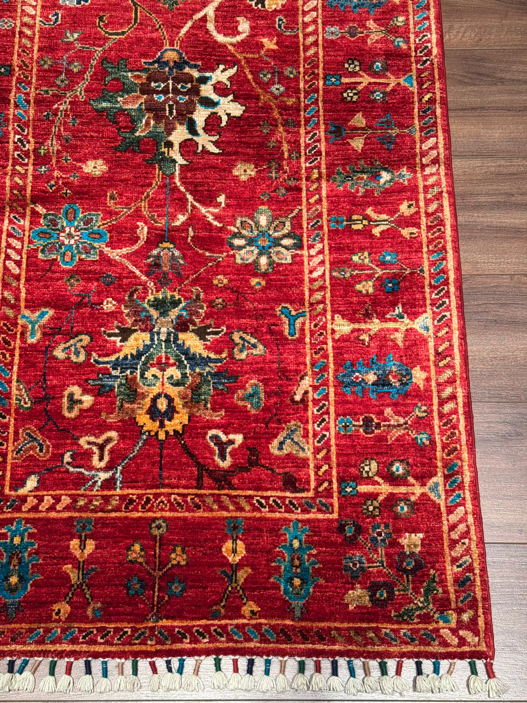 Sultani Binbirgece Orijinal El Dokuması Kırmızı Kök Boya Yün Halı 0.85x125 1.06 Metrekare - 3x4 ft