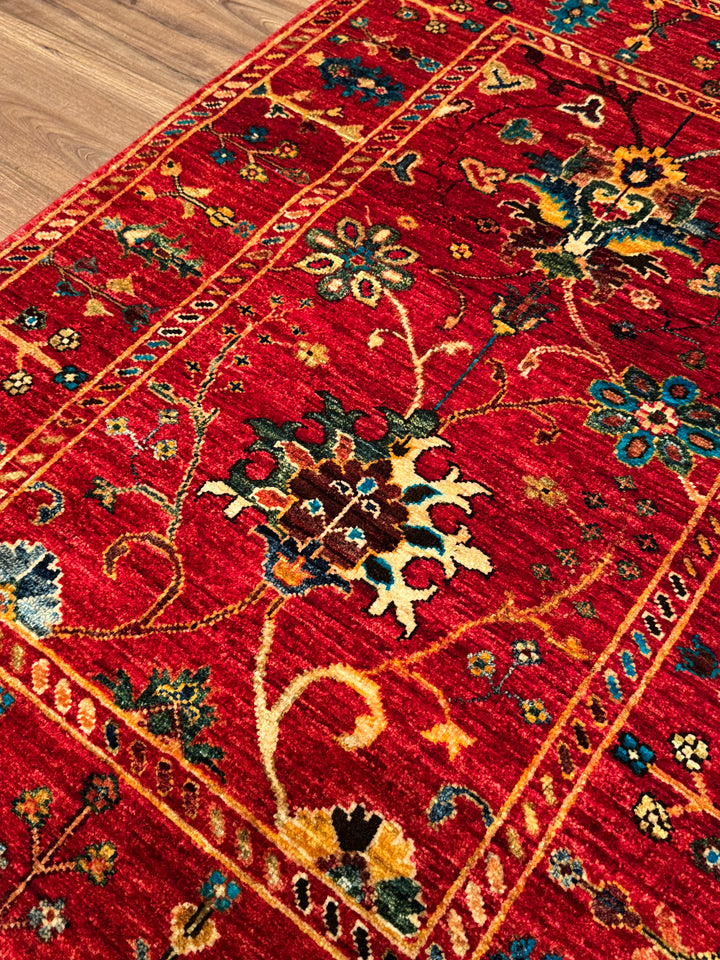 Sultani Binbirgece Orijinal El Dokuması Kırmızı Kök Boya Yün Halı 0.90x126 1.13 Metrekare - 3x4 ft