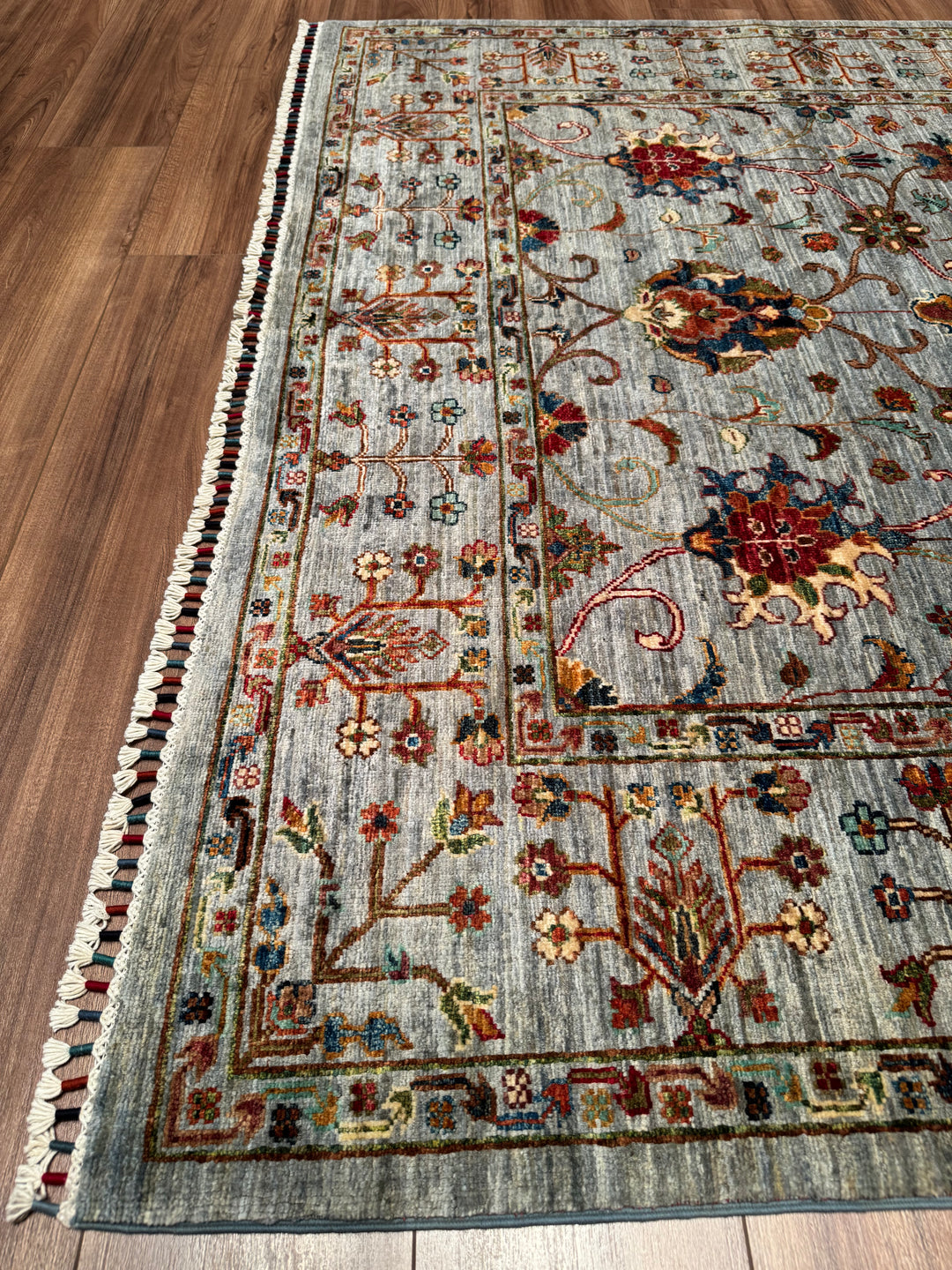 Sultani Binbirgece Original Hand-Woven Gray Vegetable Dyed Wool Carpet 174x236 4.11 Square Meters - 5x8 ft