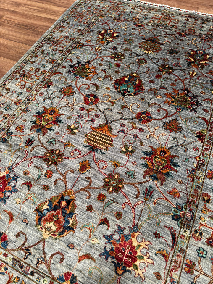 Sultani Binbirgece Original Hand-Woven Gray Vegetable Dyed Wool Carpet 174x236 4.11 Square Meters - 5x8 ft