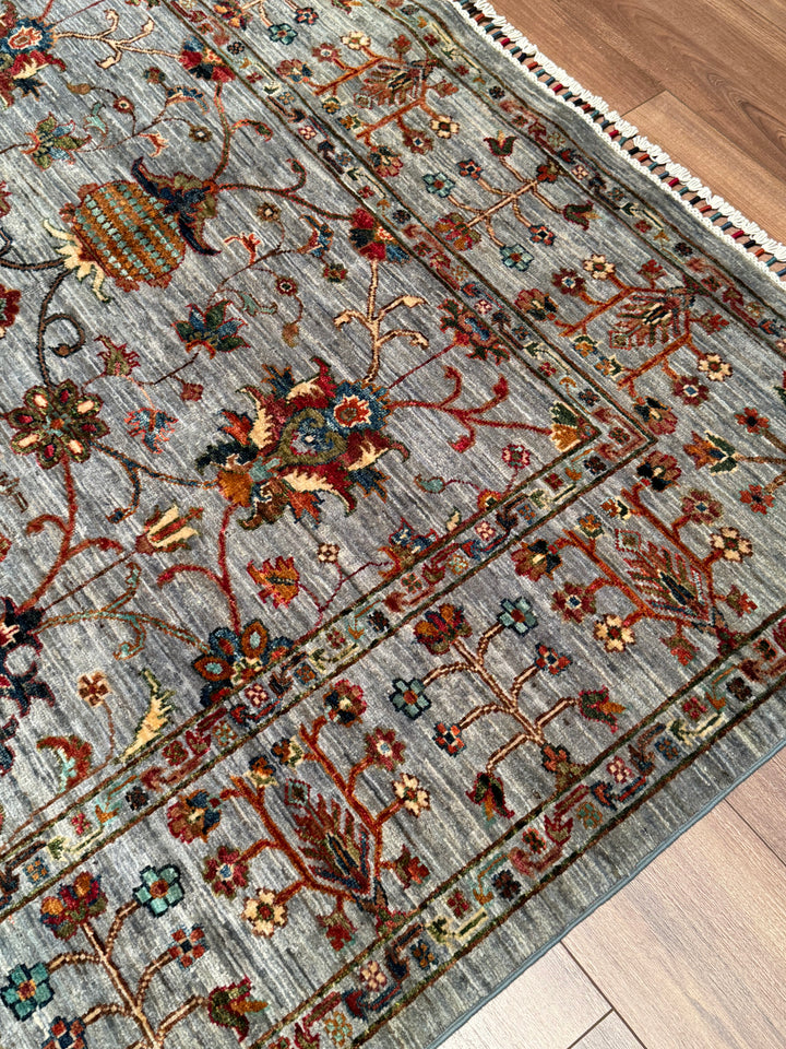 Sultani Binbirgece Original Hand-Woven Gray Vegetable Dyed Wool Carpet 174x236 4.11 Square Meters - 5x8 ft