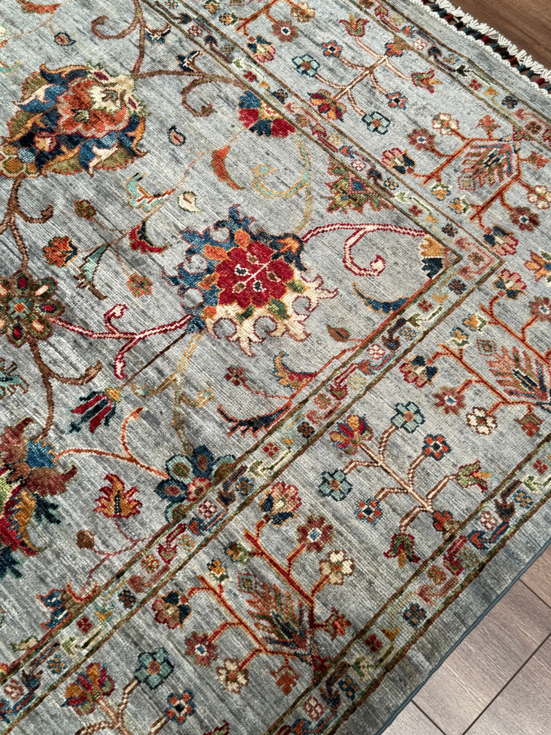 Sultani Binbirgece Original Hand-Woven Gray Vegetable Dyed Wool Carpet 174x236 4.11 Square Meters - 5x8 ft