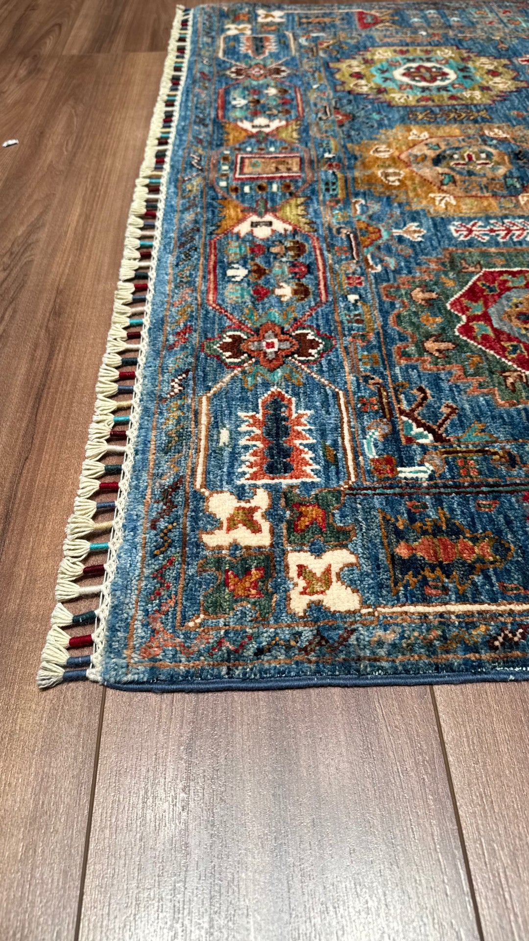 Veziri Original Hand Woven Blue Vegetable Dyed Wool Carpet 127x184 2.34 Square Meters - 4x6 ft