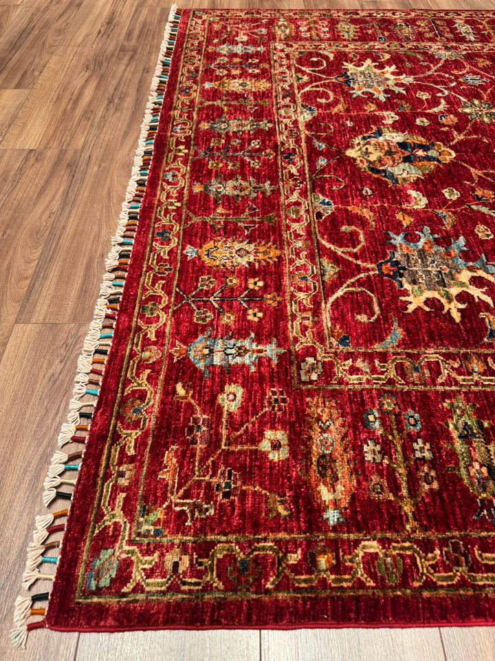 Sultani Binbirgece Orijinal El Dokuması Kırmızı Kök Boya Yün Halı 177x243 4.30 Metrekare - 5x8 ft