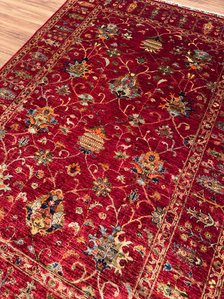 Sultani Binbirgece Orijinal El Dokuması Kırmızı Kök Boya Yün Halı 177x243 4.30 Metrekare - 5x8 ft