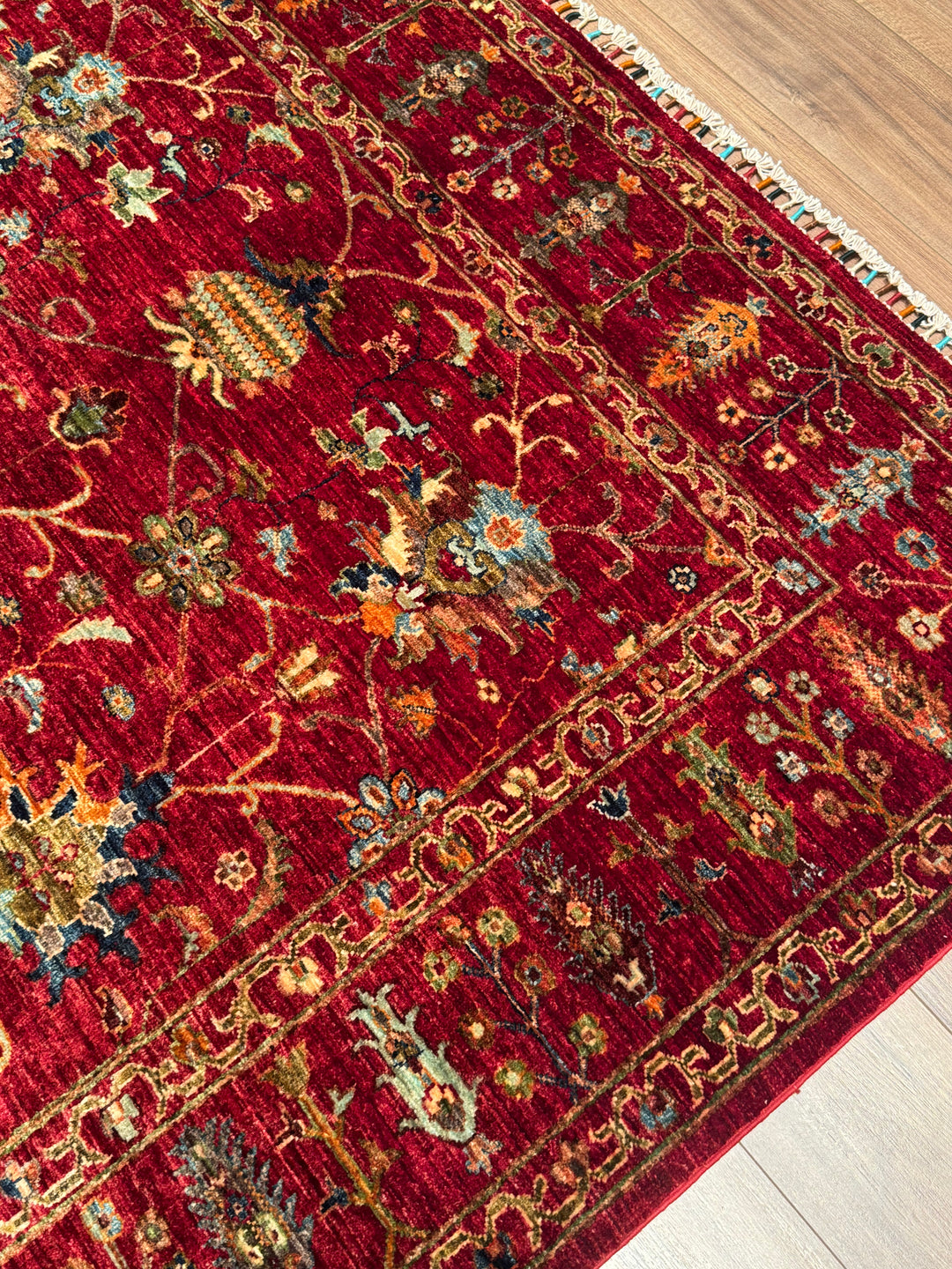 Sultani Binbirgece Orijinal El Dokuması Kırmızı Kök Boya Yün Halı 177x243 4.30 Metrekare - 5x8 ft