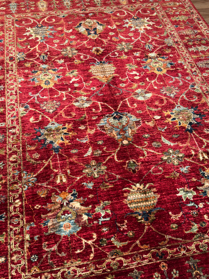 Sultani Binbirgece Orijinal El Dokuması Kırmızı Kök Boya Yün Halı 177x243 4.30 Metrekare - 5x8 ft