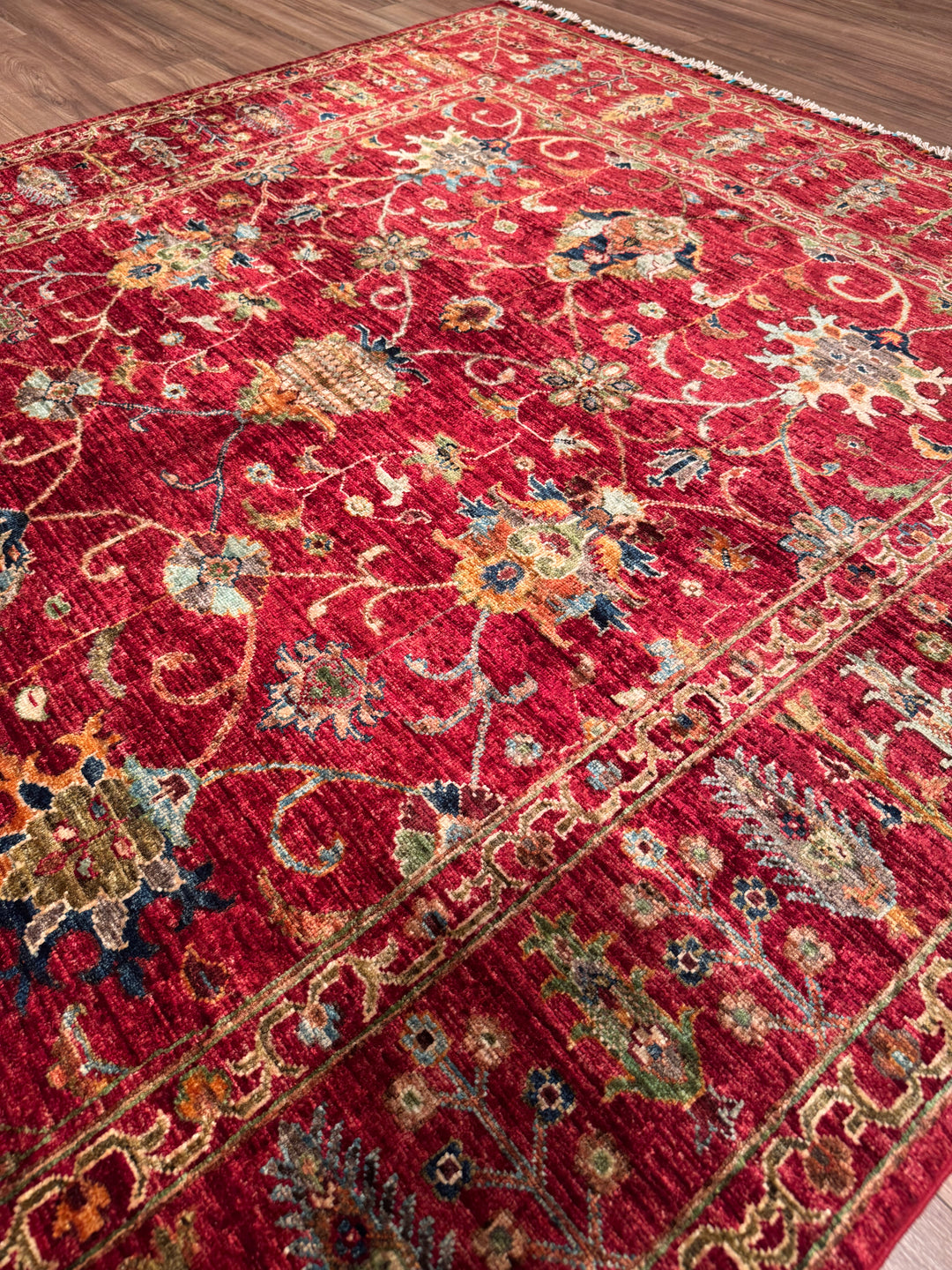 Sultani Binbirgece Orijinal El Dokuması Kırmızı Kök Boya Yün Halı 177x243 4.30 Metrekare - 5x8 ft