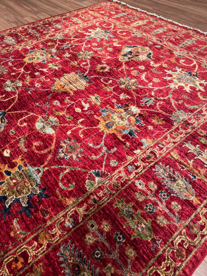 Sultani Binbirgece Orijinal El Dokuması Kırmızı Kök Boya Yün Halı 177x243 4.30 Metrekare - 5x8 ft