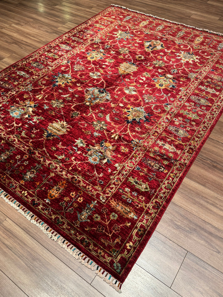 Sultani Binbirgece Orijinal El Dokuması Kırmızı Kök Boya Yün Halı 177x243 4.30 Metrekare - 5x8 ft