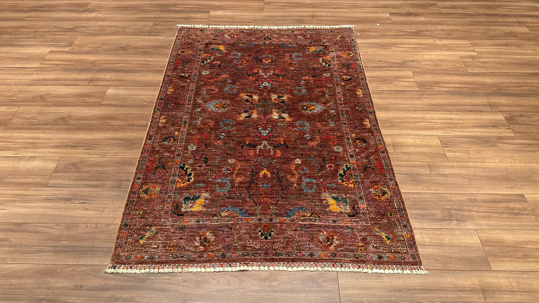 Sultani Binbirgece Orjinal El Dokuması Kiremit Kök Boya Yün Halı 127x181 2.30 Metrekare - 4x6 ft