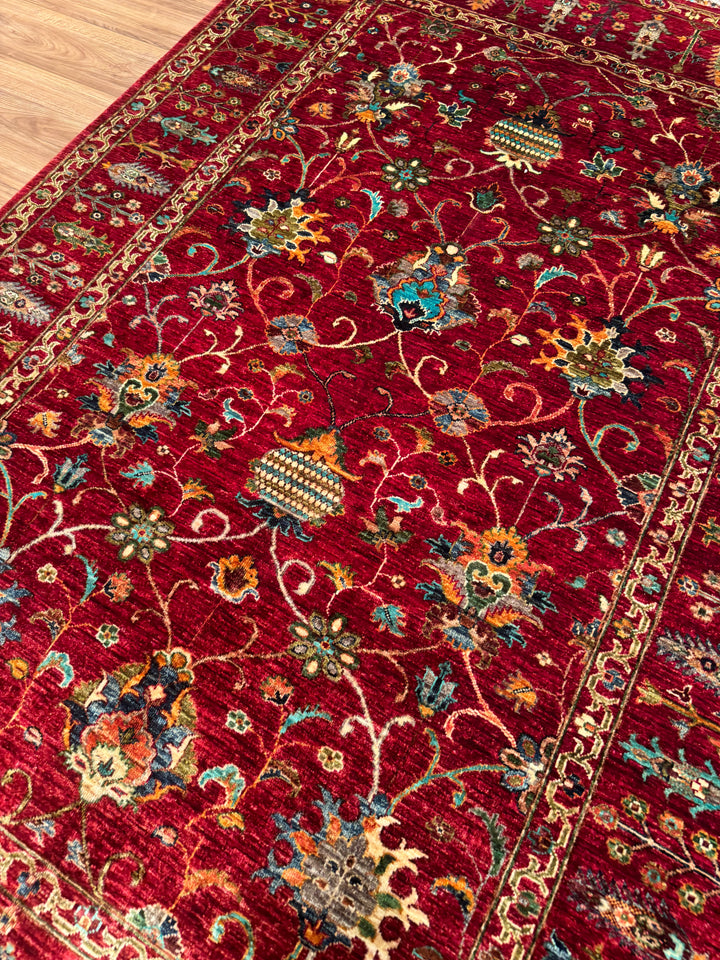 Sultani Binbirgece Orijinal El Dokuması Kırmızı Kök Boya Yün Halı 176x250 4.40 Metrekare - 5x8 ft