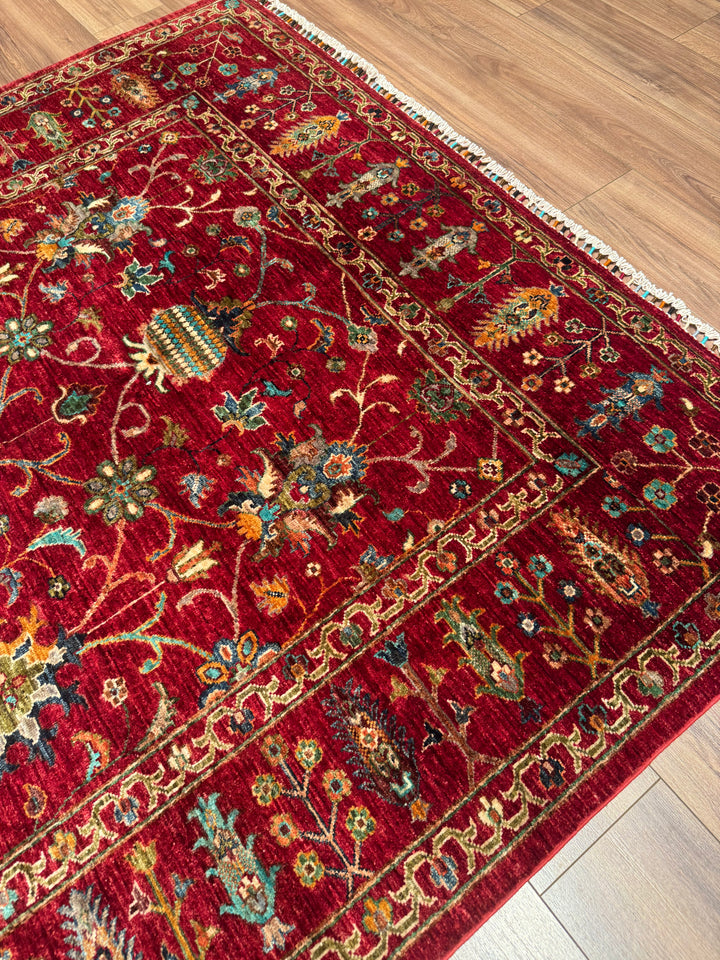 Sultani Binbirgece Orijinal El Dokuması Kırmızı Kök Boya Yün Halı 176x250 4.40 Metrekare - 5x8 ft