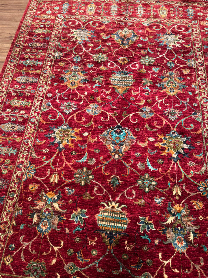 Sultani Binbirgece Orijinal El Dokuması Kırmızı Kök Boya Yün Halı 176x250 4.40 Metrekare - 5x8 ft