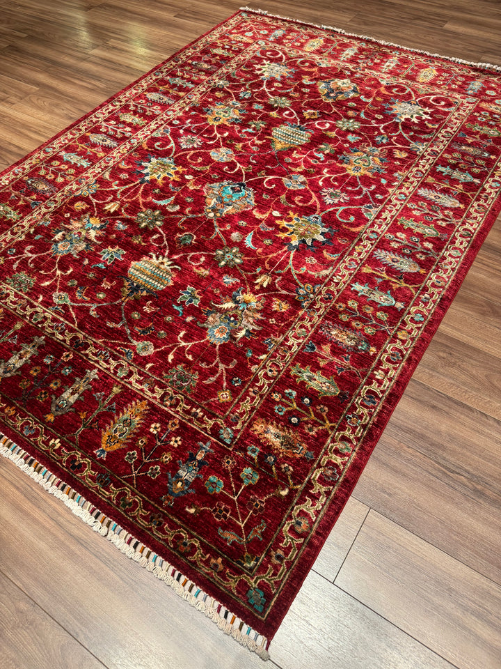 Sultani Binbirgece Orijinal El Dokuması Kırmızı Kök Boya Yün Halı 176x250 4.40 Metrekare - 5x8 ft
