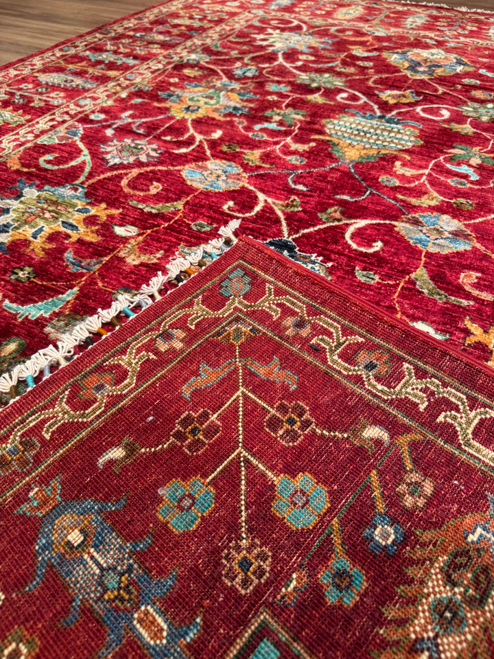 Sultani Binbirgece Orijinal El Dokuması Kırmızı Kök Boya Yün Halı 176x250 4.40 Metrekare - 5x8 ft