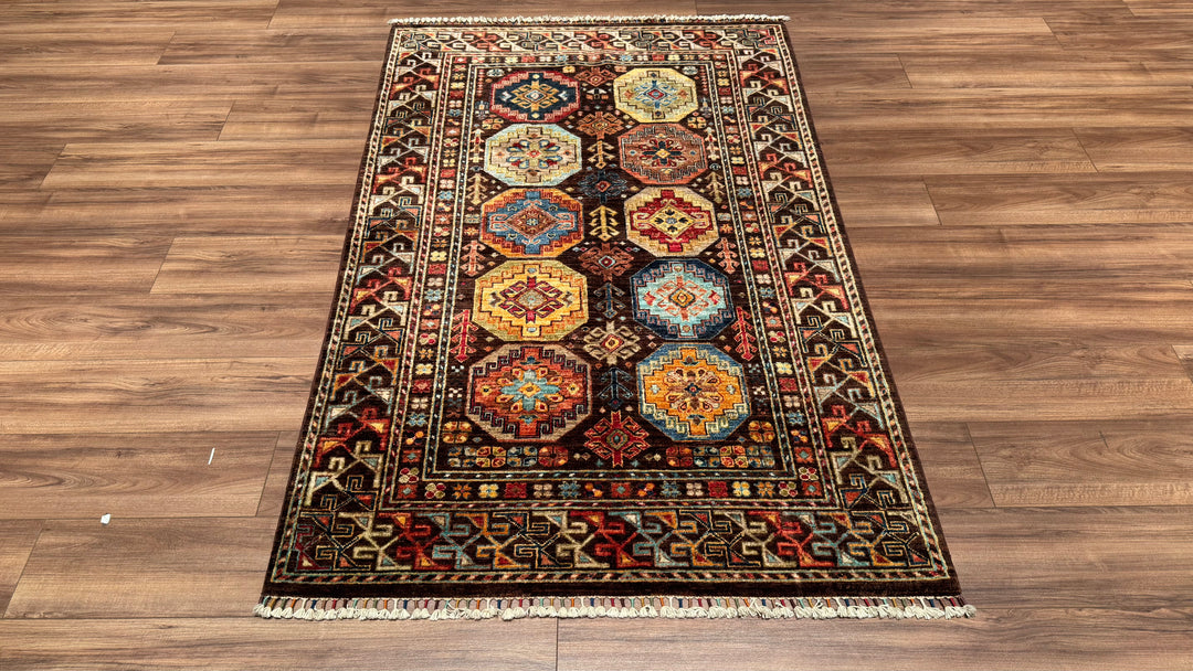 Veziri Original Hand Woven Brown Vegetable Dyed Wool Carpet 122x189 2.31 Square Meters - 4x6 ft