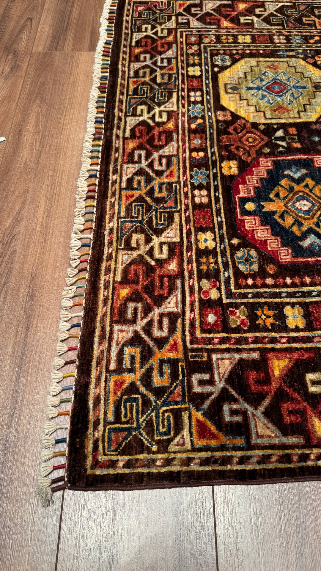 Veziri Original Hand Woven Brown Vegetable Dyed Wool Carpet 122x189 2.31 Square Meters - 4x6 ft