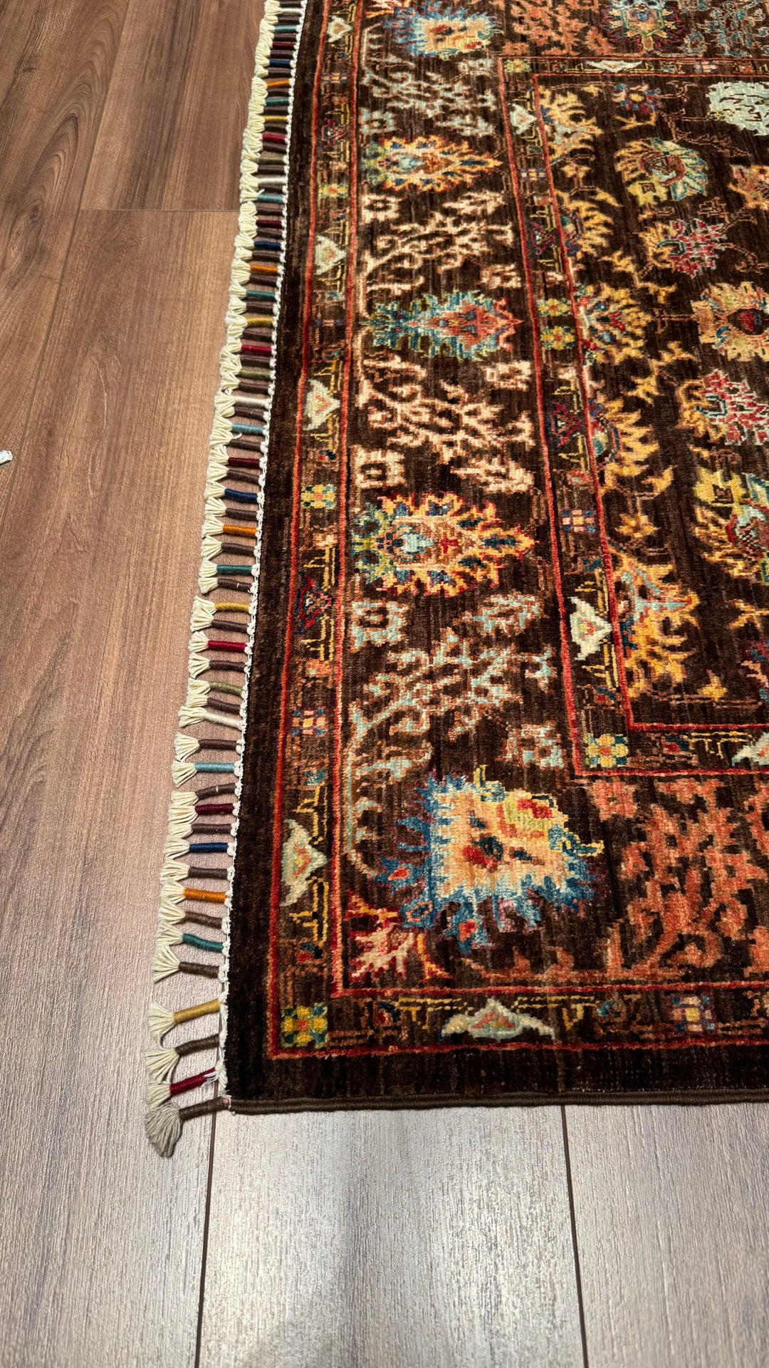 Mamluk Original Hand Woven Brown Vegetable Dyed Wool Carpet 125x186 2.33 Square Meters - 4x6 ft