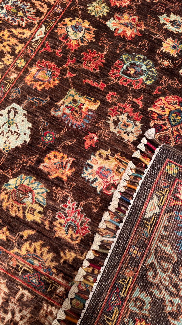 Mamluk Original Hand Woven Brown Vegetable Dyed Wool Carpet 125x186 2.33 Square Meters - 4x6 ft