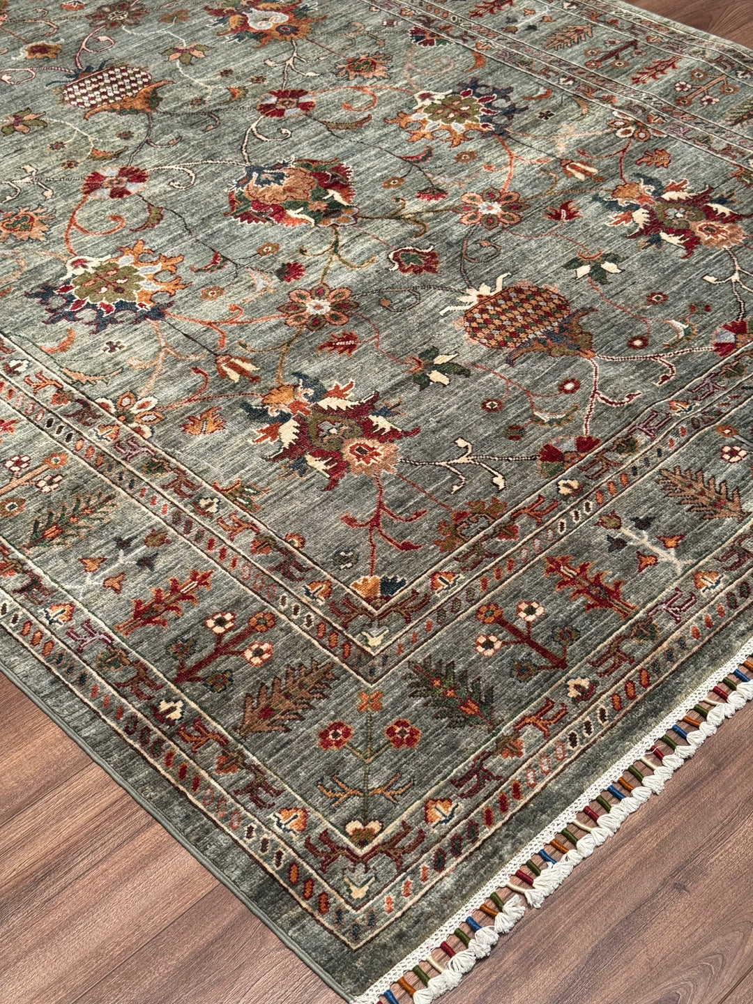 Sultani Binbirgece Orijinal El Dokuması Yeşil Kök Boya Yün Halı 168x242 4.07 Metrekare - 5x8