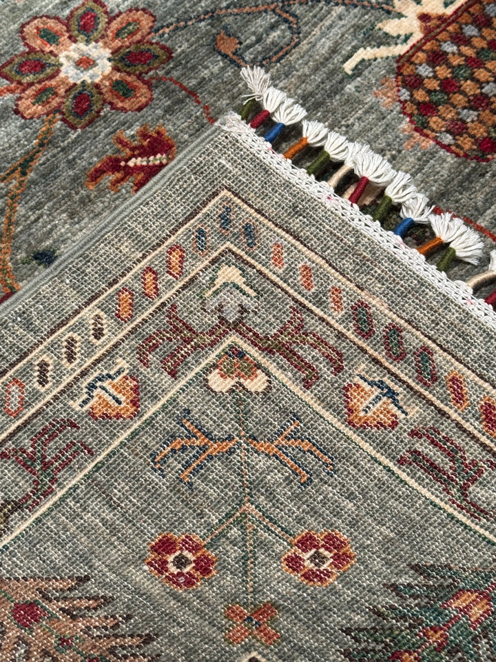 Sultani Binbirgece Orijinal El Dokuması Yeşil Kök Boya Yün Halı 168x242 4.07 Metrekare - 5x8