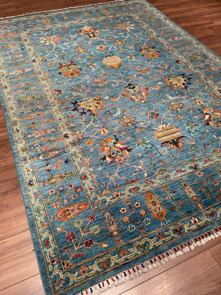 Sultani Binbirgece Orijinal El Dokuması Mavi Kök Boya Yün Halı 177x246 4.35 Metrekare - 5x8 ft