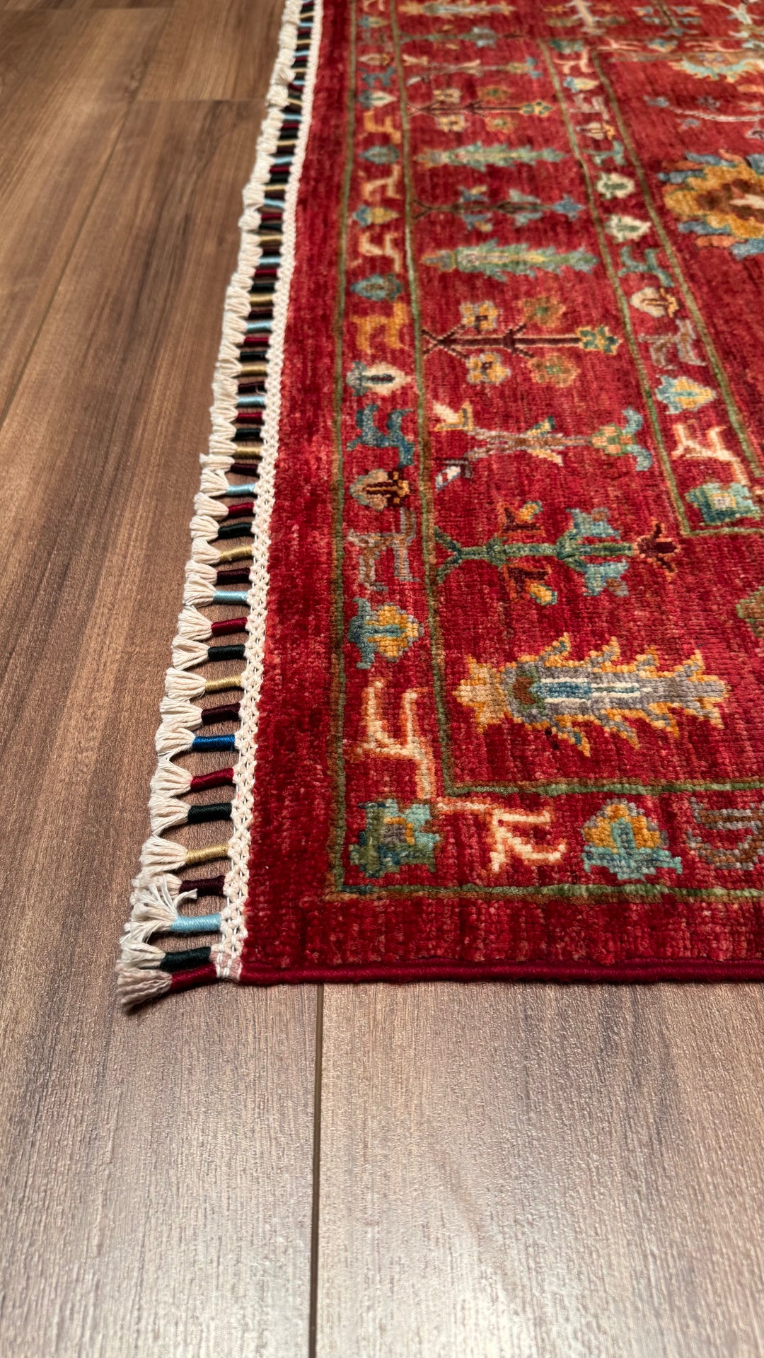 Sultani Binbirgece Original Hand Woven Red Vegetable Dyed Wool Carpet 124x178 2.21 Square Meters - 4x6 ft