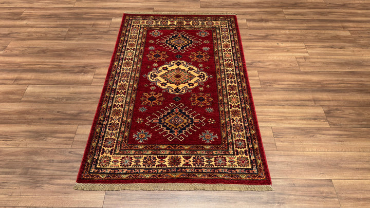 Shirvan Original Hand Woven Red Cream Vegetable Dyed Wool Carpet 118x183 2.16 Square Meters - 4x6 ft